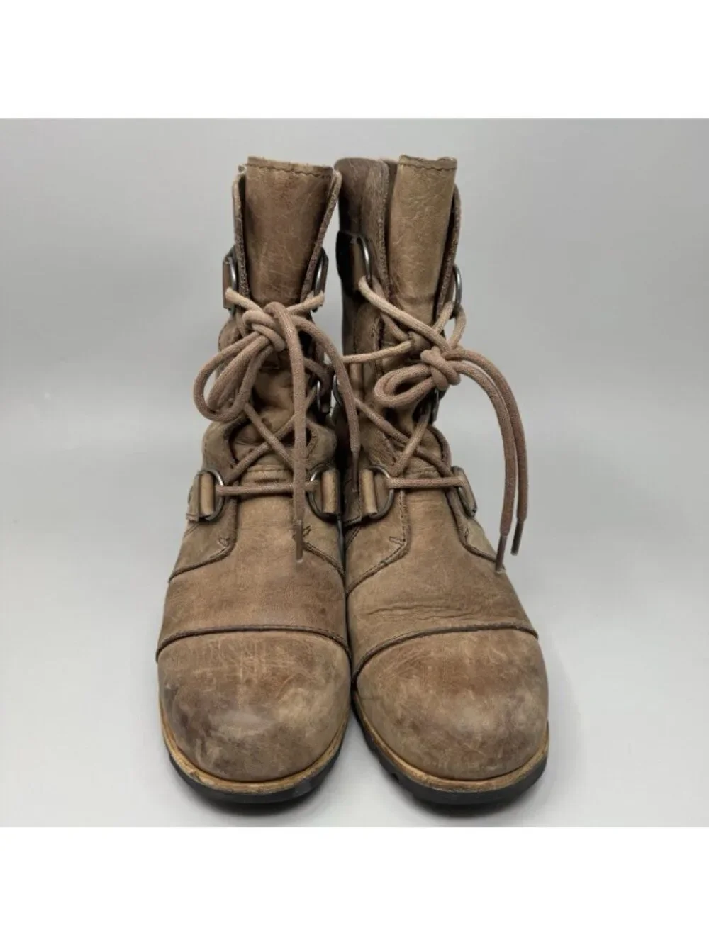 Sorel NL2305-256 Joan of Arctic Wedge Women's Brown Leather Mid Boots Sz USA 7